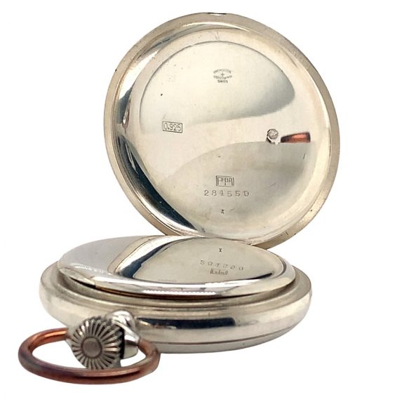 Swiss fine silver open faced deck pocket watch Circa 1947 Swiss fine silver open faced deck pocket watch Circa 1947