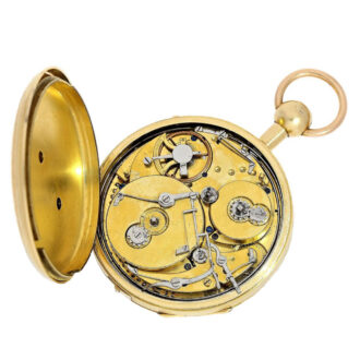 Swiss gold repeater with elaborately engraved case Circa 1820 Swiss gold repeater with elaborately engraved case Circa 1820