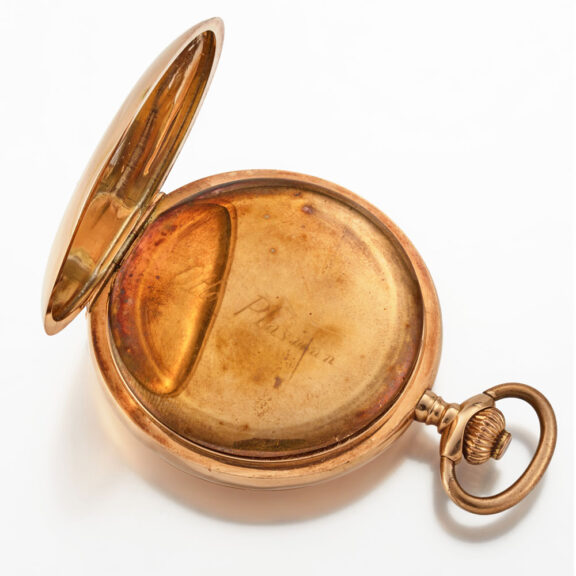 Gold hunting case pocket watch System Glashütte Circa 1900 Gold hunting case pocket watch System Glashütte Circa 1900