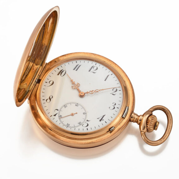 Gold hunting case pocket watch System Glashütte Circa 1900 Gold hunting case pocket watch System Glashütte Circa 1900