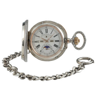Swiss silver chronograph, perpetual calendar Circa 1888
