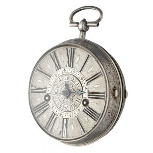 French silver one hand pocket watch with alarm Circa 1700