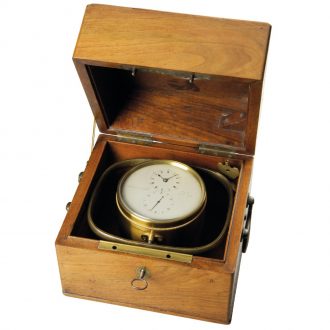 Impressive French deck chronometer in heavy mahogany box Circa 1829