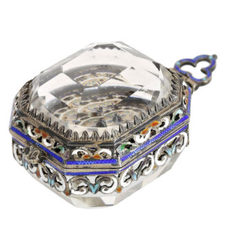 Swiss silver rock crystal case pedant watch Circa 1800