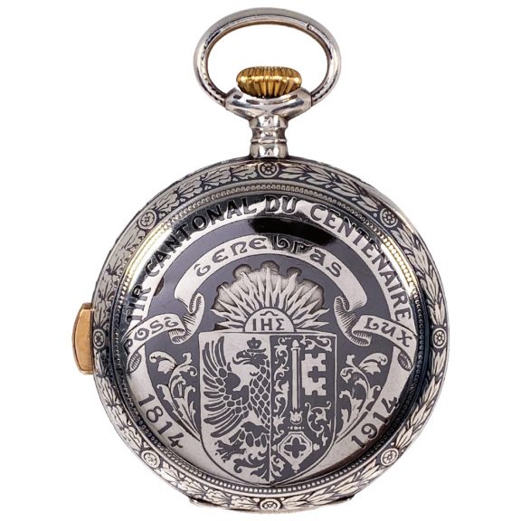 Rare Swiss niëllo-silver quarter repeating pocket watch Circa 1914 Rare Swiss niëllo-silver quarter repeating pocket watch Circa 1914