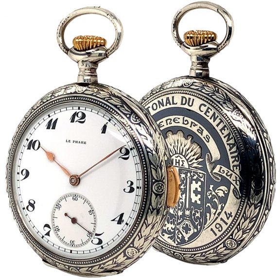 Rare Swiss niëllo-silver quarter repeating pocket watch Circa 1914