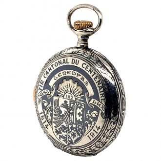 Rare Swiss niëllo-silver quarter repeating pocket watch Circa 1914