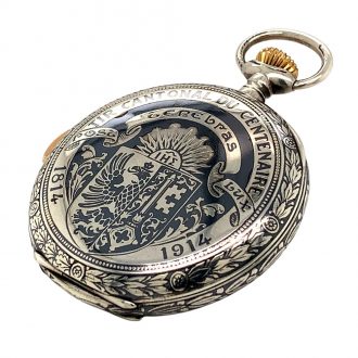 Rare Swiss niëllo-silver quarter repeating pocket watch Circa 1914