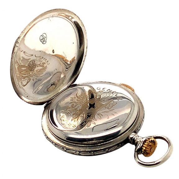 Rare Swiss niëllo-silver quarter repeating pocket watch Circa 1914 Rare Swiss niëllo-silver quarter repeating pocket watch Circa 1914