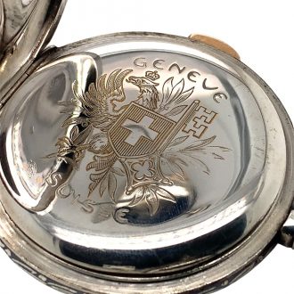 Rare Swiss niëllo-silver quarter repeating pocket watch Circa 1914