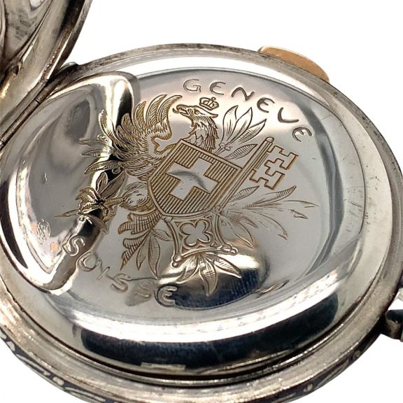 Rare Swiss niëllo-silver quarter repeating pocket watch Circa 1914 Rare Swiss niëllo-silver quarter repeating pocket watch Circa 1914