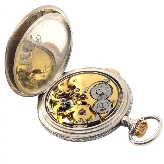 Rare Swiss niëllo-silver quarter repeating pocket watch Circa 1914 Rare Swiss niëllo-silver quarter repeating pocket watch Circa 1914