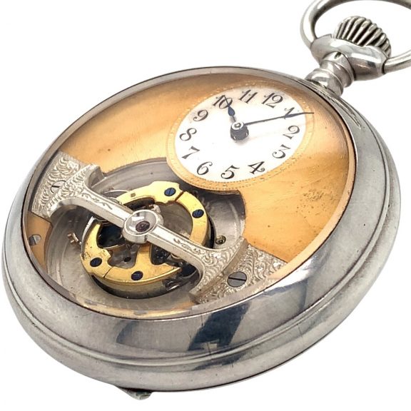 Rare Swiss silver lever poor man’s tourbillon watch Circa 1900 Rare Swiss silver lever poor man’s tourbillon watch Circa 1900