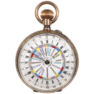 Swiss silver double-sided 24-hour World Time watch Circa 1890