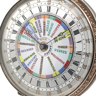 Swiss silver double-sided 24-hour World Time watch Circa 1890 Swiss silver double-sided 24-hour World Time watch Circa 1890