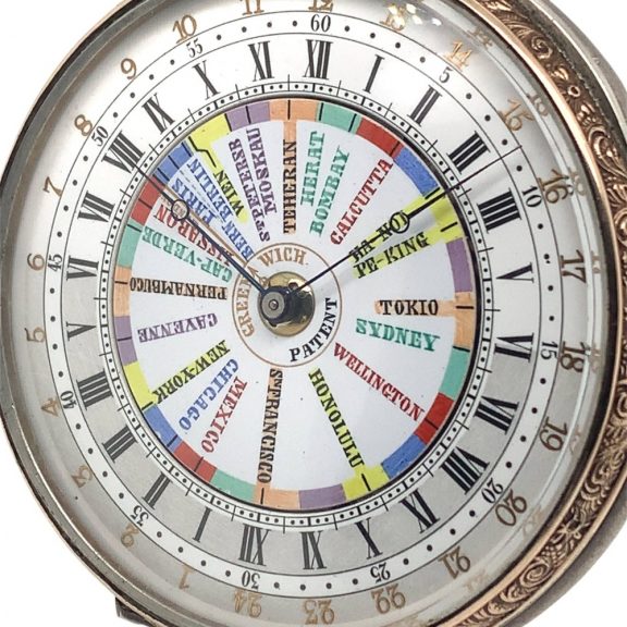 Swiss silver double-sided 24-hour World Time watch Circa 1890 Swiss silver double-sided 24-hour World Time watch Circa 1890