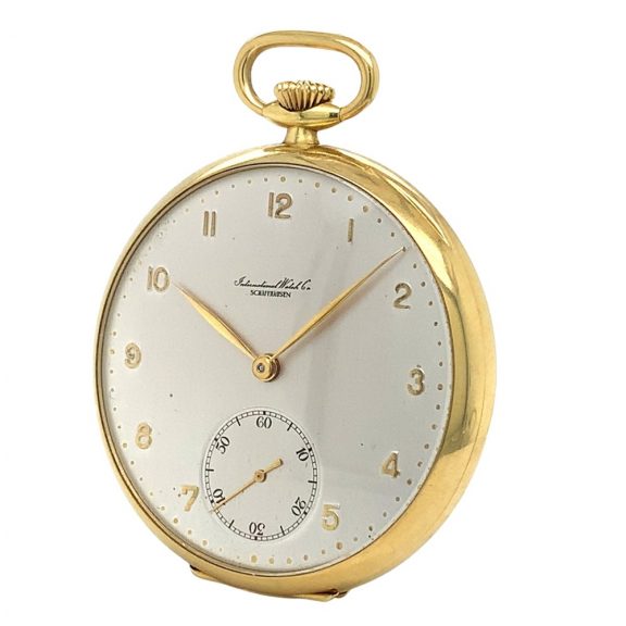 Swiss 18K gold open faced IWC lever pocket watch Circa 1958 Swiss 18K gold open faced IWC lever pocket watch Circa 1958