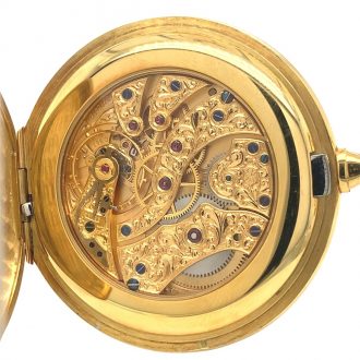 Swiss 18K gold full hunter Schaffhausen pocket watch Circa 1978