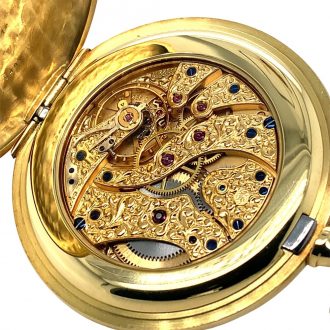Swiss 18K gold half-hunting cased lever watch Circa 1980