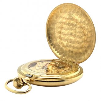 Swiss 18K gold half-hunting cased lever watch Circa 1980