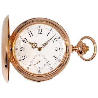 Swiss gold quarter repeating hunting cased pocket watch Circa 1900