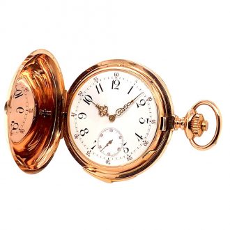 Swiss gold quarter repeating hunting cased pocket watch Circa 1900