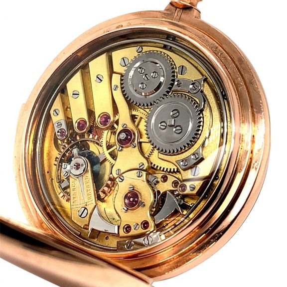 Swiss gold quarter repeating hunting cased pocket watch Circa 1900 Swiss gold quarter repeating hunting cased pocket watch Circa 1900