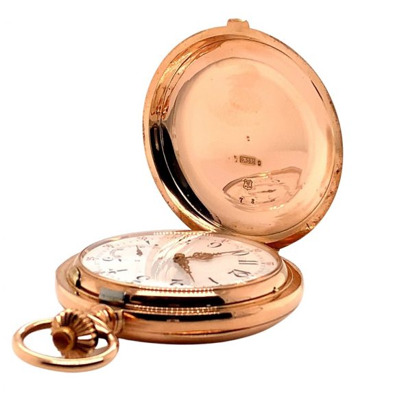 Swiss gold quarter repeating hunting cased pocket watch Circa 1900 Swiss gold quarter repeating hunting cased pocket watch Circa 1900
