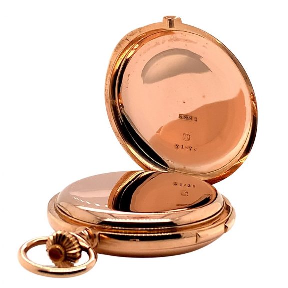 Swiss gold quarter repeating hunting cased pocket watch Circa 1900 Swiss gold quarter repeating hunting cased pocket watch Circa 1900