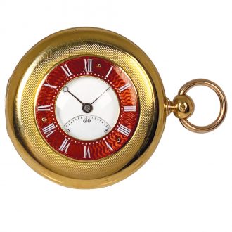 French 18K gold half-hunting cased lever pocket watch Circa 1850