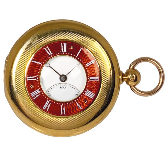 French 18K gold half-hunting cased lever pocket watch Circa 1850