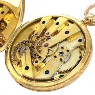 French 18K gold half-hunting cased lever pocket watch Circa 1850