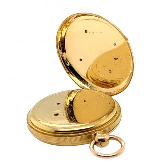 French 18K gold half-hunting cased lever pocket watch Circa 1850