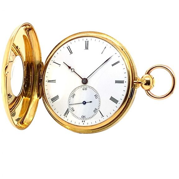 French 18K gold half-hunting cased lever pocket watch Circa 1850 French 18K gold half-hunting cased lever pocket watch Circa 1850