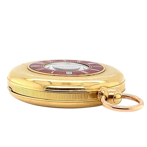 French 18K gold half-hunting cased lever pocket watch Circa 1850 French 18K gold half-hunting cased lever pocket watch Circa 1850
