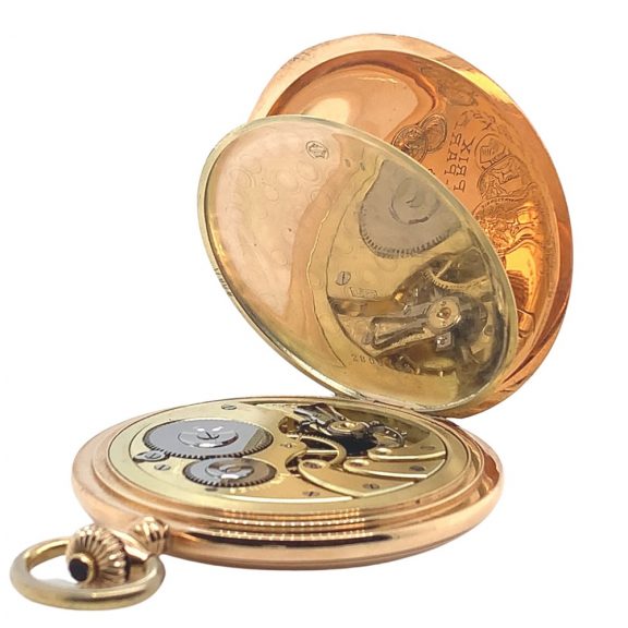 Swiss 14k rose gold hunting cased pocket watch Circa 1912 Swiss 14k rose gold hunting cased pocket watch Circa 1912