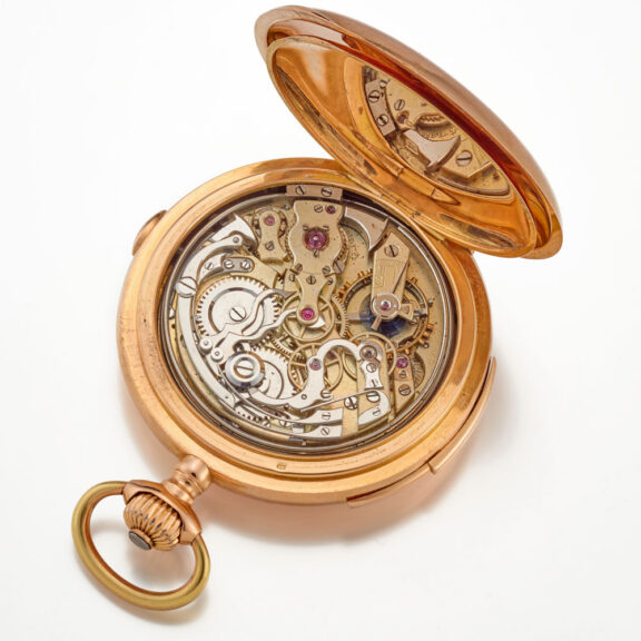 A Swiss 18k gold minute repeating chronograph Circa 1890 A Swiss 18k gold minute repeating chronograph Circa 1890