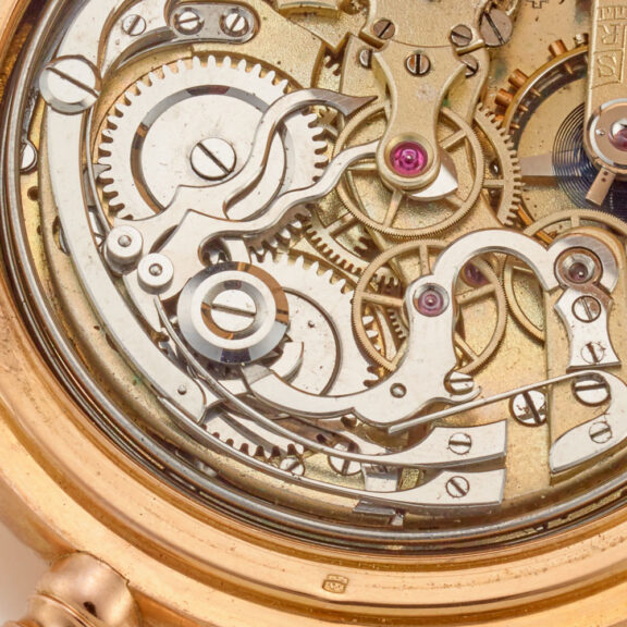 A Swiss 18k gold minute repeating chronograph Circa 1890 A Swiss 18k gold minute repeating chronograph Circa 1890