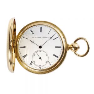 American gold hunting cased watch double-wheel lever chronometer escapement Circa 1870