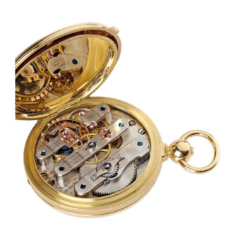 American gold hunting cased watch double-wheel lever chronometer escapement Circa 1870
