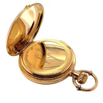 Danish gold open faced minute repeating pocket watch Circa 1889