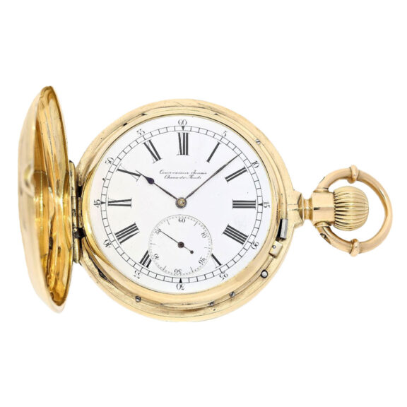 Swiss gold double dialled lever pocket watch Circa 1875