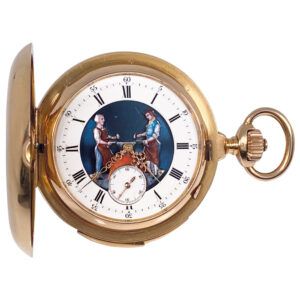 Swiss gold minute repeating automaton watch Circa 1900