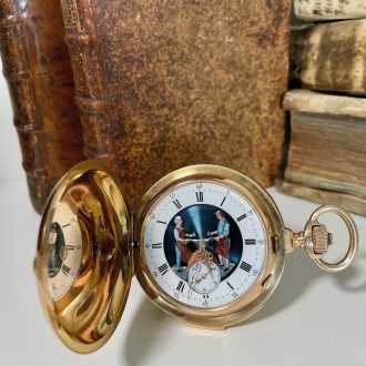 Swiss gold minute repeating automaton watch Circa 1900
