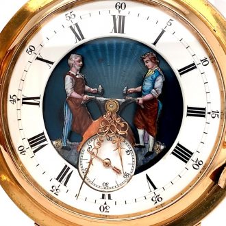 Swiss gold minute repeating automaton watch Circa 1900