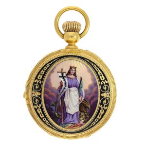Swiss gold enamel quarter repeating pocket watch Circa 1870
