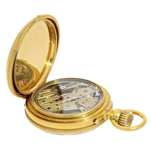 Swiss gold enamel quarter repeating pocket watch Circa 1870 Swiss gold enamel quarter repeating pocket watch Circa 1870
