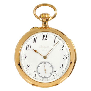 Swiss 18K gold minute repeating keyless pocket watch Circa 1900