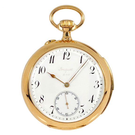 Swiss 18K gold minute repeating keyless pocket watch Circa 1900