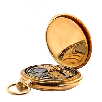 Swiss 18K gold minute repeating keyless pocket watch Circa 1900